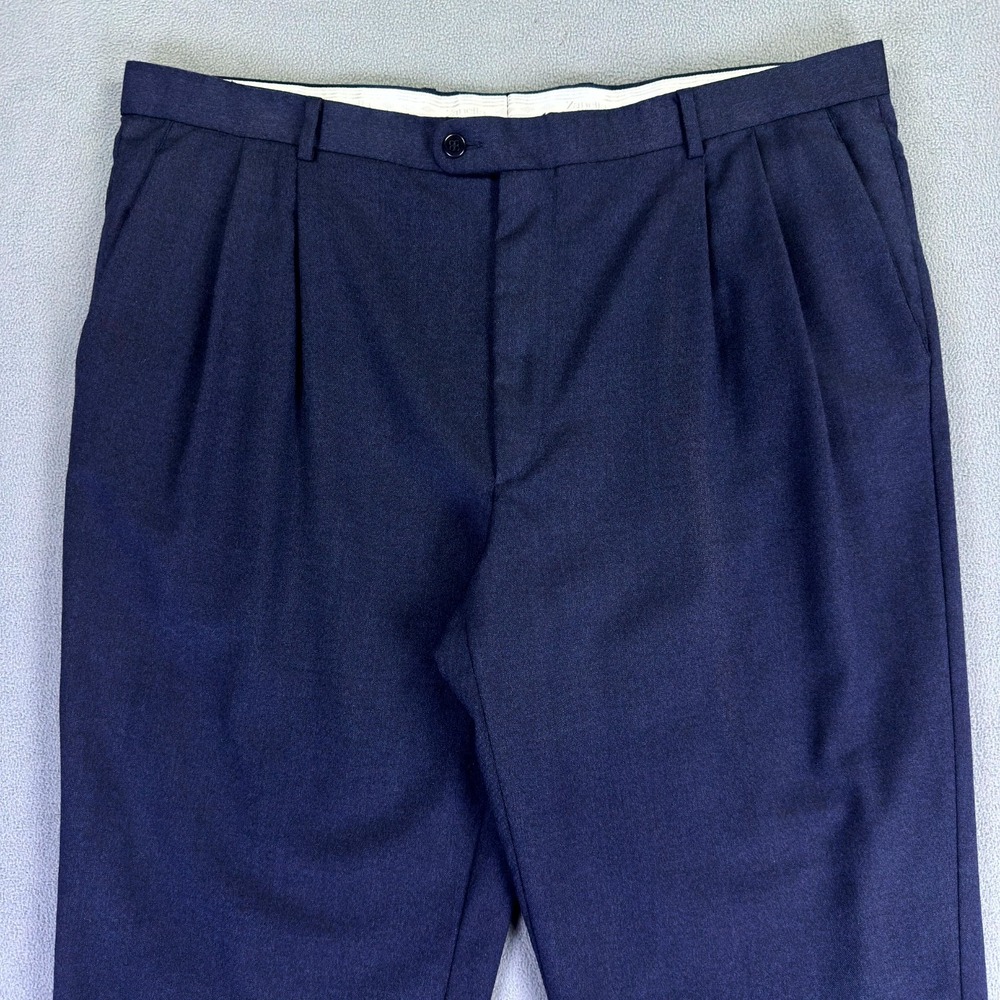 Zanella Pants Slacks 42x27 Navy Blue Bennett Wool Pleated Old Money Italy